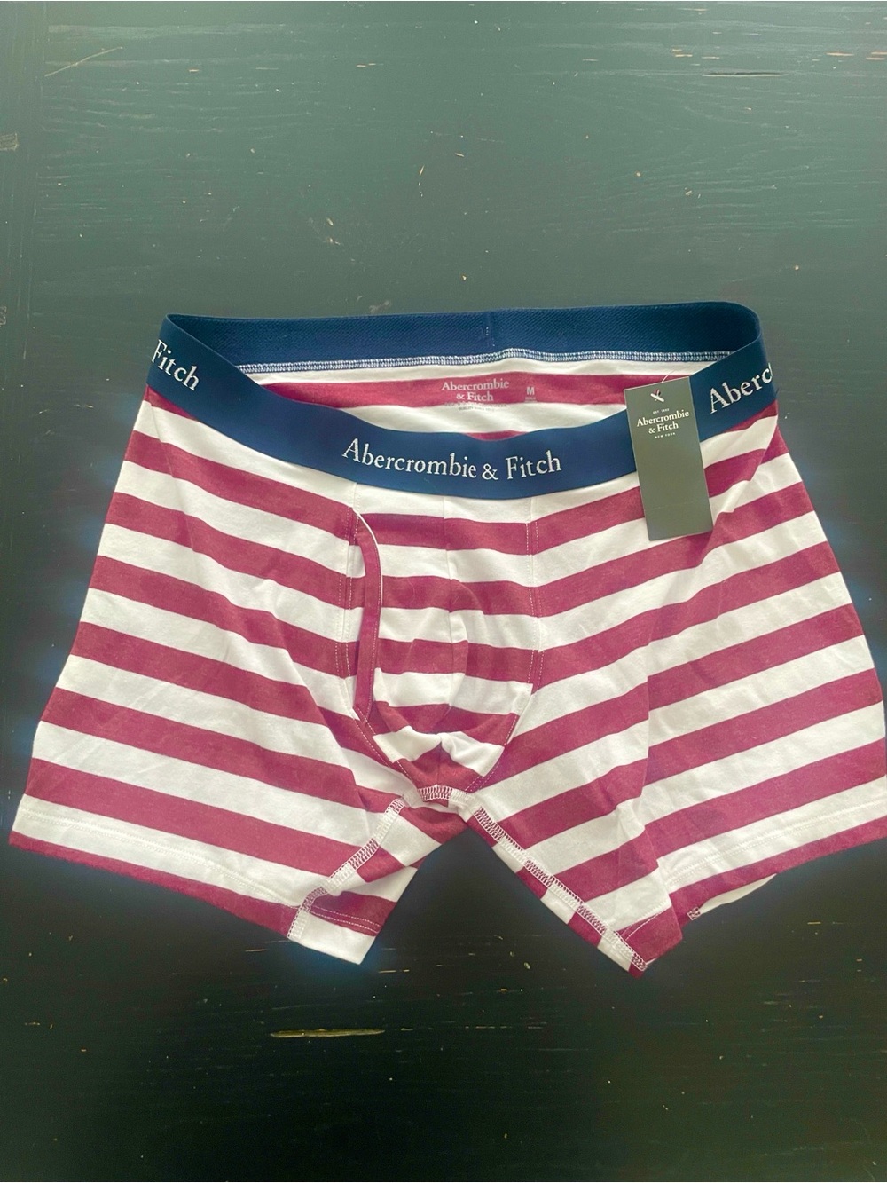 Abercrombie & Fitch Men’s Burgundy and White Striped Boxer Briefs